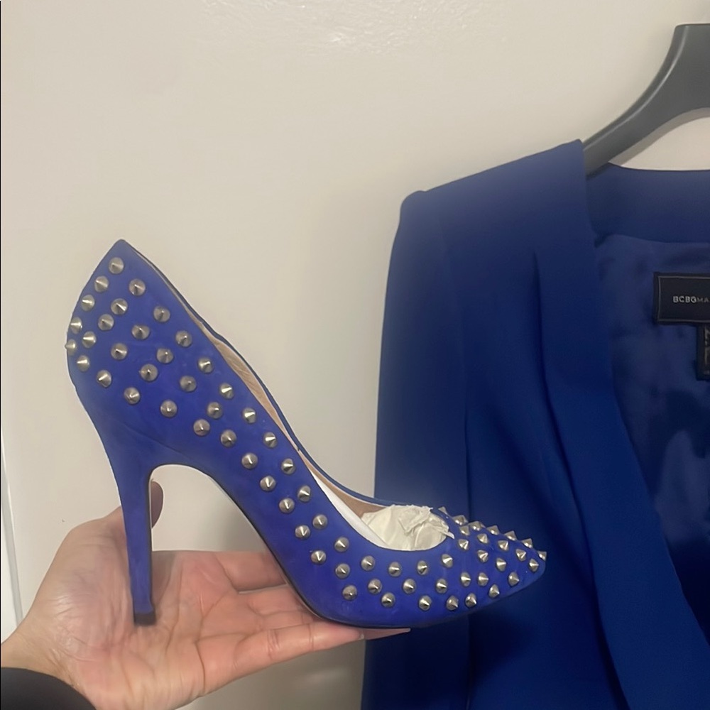 STEVEN by STEVE MADDEN Blue Studded Heels